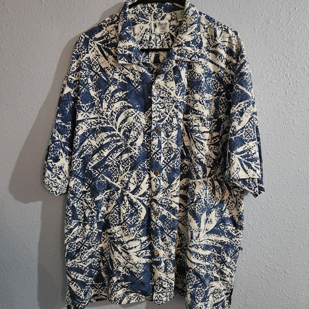Vintage Silk Circa 1969 Vintage Silk Blend Short Sleeve Button Down Mens Size Xl
